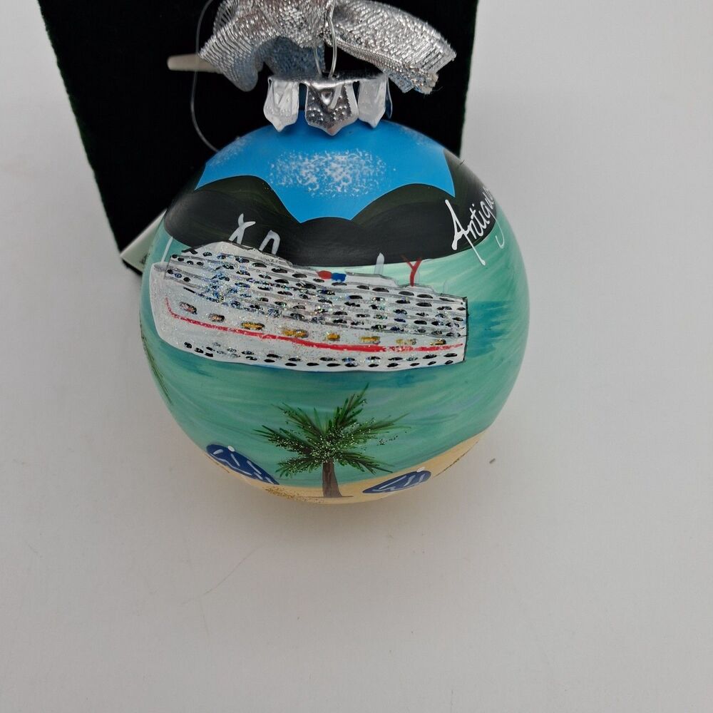 At Sea Trading Co Antigua Hand Painted Glass Christmas Ornament